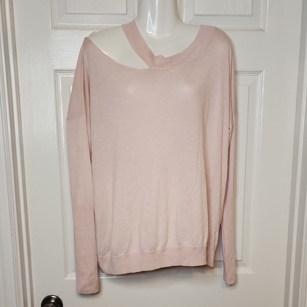 Melrose And Market Women Light Pink Long Sleeve Open Shoulder Sweater Size Large